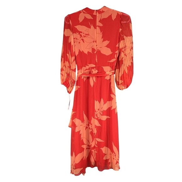 Melonie T NWT Women 12 Chiffon Ruffle Artsy Leaf Tiered Dress 3/4 Balloon Sleeve - Picture 4 of 16